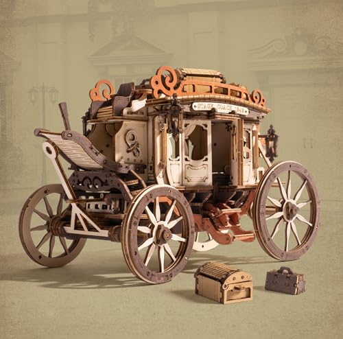 ROWOOD 3D Puzzle Holz Stagecoach Spieluhr, Hölzerne Modell Kits Für Erwachsene Zu Bauen, Mechanische Modell Montage Geburtstagsgeschenke Für Jugendliche von rowood