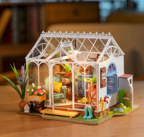 ROWOOD Puppenhaus Kit Träumendes Gartenhaus, DIY Miniatur Room Zimmer Mit LED-Licht, 1:20 Skala Spielzeug Modell Gebäude Für Erwachsene Zu Buid, Home Deco von ROKR