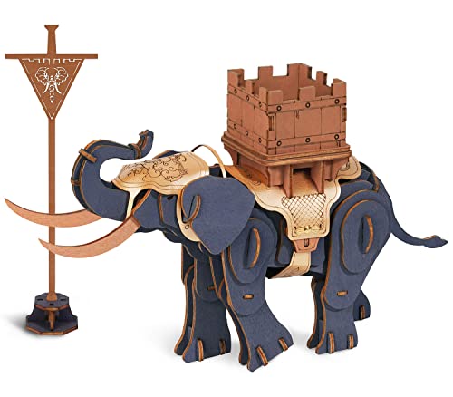 RoWood 3D Puzzle Elefant Modellbau aus Holz, DIY Kriegselefant Tier Modellbausatz, Holzpuzzle Holzbausatz Geschenk für Erwachsene und Kinder von ROKR