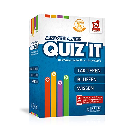 Rudy Games Quiz it - Interaktives Quiz-Spiel mit App – Fragen aus unterschiedlichsten Themenbereichen für die ganze Familie – Ab 12 Jahren – Für 2-4 Spieler Rudy Games Quiz it - Interaktives Quiz-Spiel mit App – Fragen aus unterschiedlichsten Themenbereichen für die ganze Familie – Ab 12 Jahren – Für 2-4 Spieler von rudy games