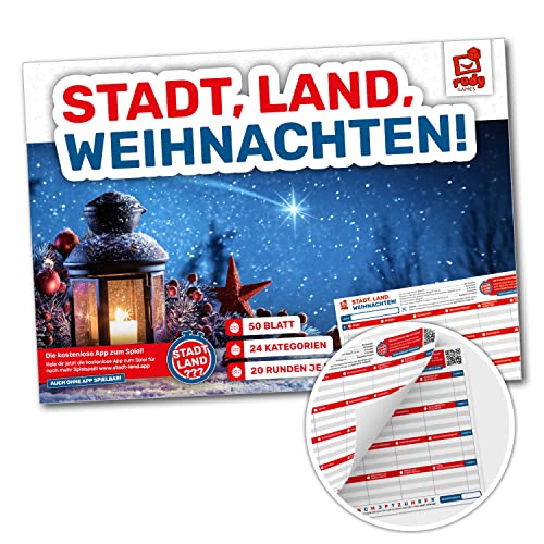 RUDY GAMES - Stadt, Land, Weihnachten! - Laterne (Block) - Stadt, Land, Fluss Vorlage Block für Kinder und Familien - Wichtelgeschenk | Familienspiel | Mitbringsel…… von RUDY GAMES