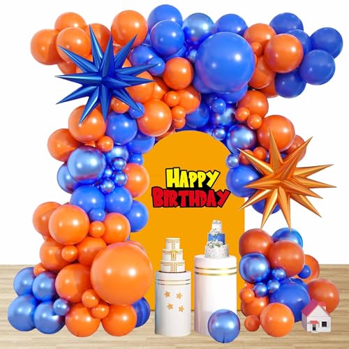 Geburtstags Luftballons Bogen Girlanden Set Blau Orange Latexballons Folienballons Party Dekorationen Ball Party Zubehör Geburtstags Luftballons Bogen Girlanden Set Blau Orange Latexballons Folienballons Party Dekorationen Ball Party Zubehör von ruhoup
