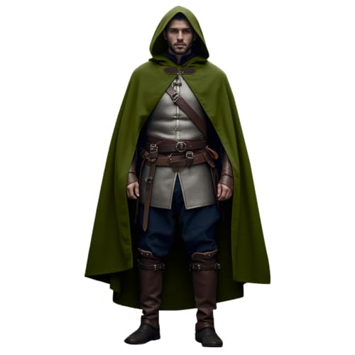 rumnigh Renaissance Umhang mit Kapuze Leinen Kapuzenumhang Mittelalter für Damen Herren Halloween Kostüme (Grüner) von rumnigh