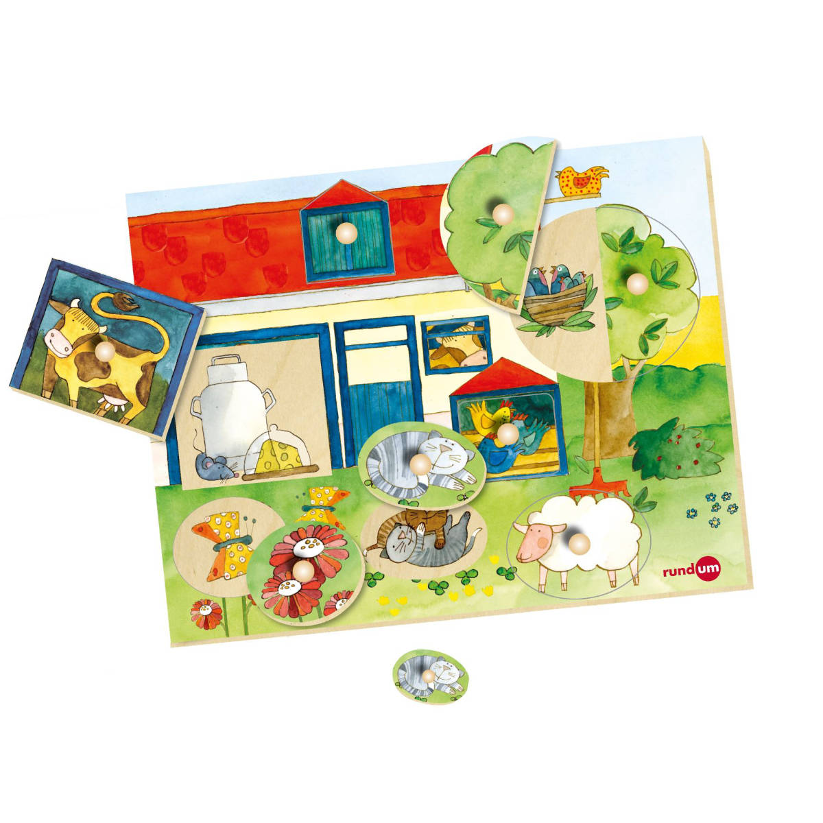 rundum - Steckpuzzle aus Holz - Bauernhof 9 Teile rundum - Steckpuzzle aus Holz - Bauernhof 9 Teile von rundum