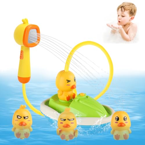 Entenfontäne Badewannenspielzeug - Ente Badespielzeug mit Duschkopf, Elektrisches Wasserspielzeug Kinderdusche und 4 Entenspielzeuge, Badespielzeug Baby ab 3 Jahr für Jungen Mädchen Entenfontäne Badewannenspielzeug - Ente Badespielzeug mit Duschkopf, Elektrisches Wasserspielzeug Kinderdusche und 4 Entenspielzeuge, Badespielzeug Baby ab 3 Jahr für Jungen Mädchen von runpeak