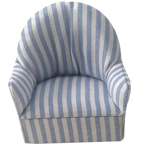 Dollhouse Sofa Blau gestreift 1:12 Simulation Miniaturpuppenhaus Couch DIY Single Doll Couch Möbel Dollhouse Sofa Blau gestreift 1:12 Simulation Miniaturpuppenhaus Couch DIY Single Doll Couch Möbel von rupusiner