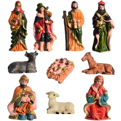 rupusiner Nativitätsabbildungen 10pcs/festgelegte Harz -Krippe Set mit Jesus und Tieren von Jesus und Tieren, realistische Szene, Weihnachtsdekorationen für Wohnkultur von rupusiner