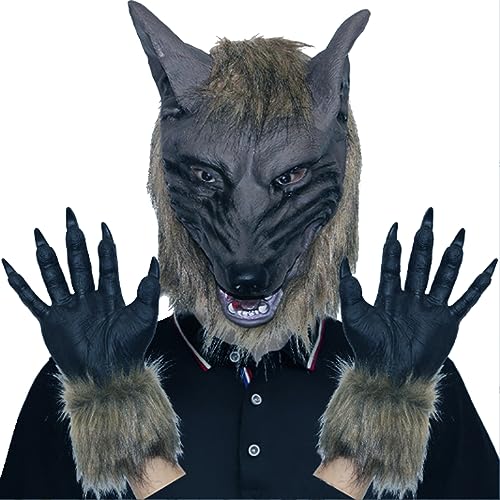 rupusiner Wolf Head Mask Halloween Scary Full Face Werwolf Maske mit Handschuhen für Halloween und Cosplay -Kostümparty Horror Nights Black 1pc rupusiner Wolf Head Mask Halloween Scary Full Face Werwolf Maske mit Handschuhen für Halloween und Cosplay -Kostümparty Horror Nights Black 1pc von rupusiner