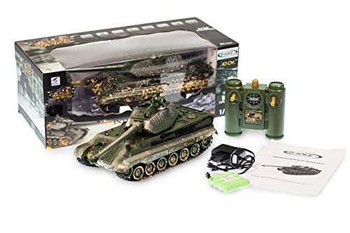 s-idee® 01661 Battle Panzer 1:28 mit integriertem Infrarot Kampfsystem 2.4 Ghz RC R/C ferngesteuert, Tank, Kettenfahrzeug, IR Schussfunktion, Sound, Licht, Neu, 1:24, Schuss Sound, Beleuchtung von s-idee