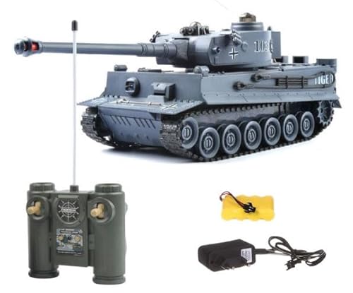 s-idee® 22002 Battle Panzer 99807 German Tiger 1:28 mit integriertem Infrarot Kampfsystem 2.4 Ghz RC R/C Ferngesteuerter Panzer Tank Kettenfahrzeug IR Schussfunktion Sound Licht Neu von s-idee