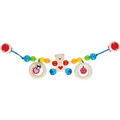 sOlini Kinderwagenkette Teddybär - farbenfrohes Spielzeug für Spazierfahrten - Babyspielzeug mit Kleiner Glocke - ab Geburt geeignet von sOlini