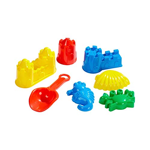 solini Sandspielzeug-Set Burgformen (7-tlg.) - Kinderspielzeug für Sandkasten & Sandstrand - inkl. 6 Förmchen und 1 Schaufel - bunt von sOlini