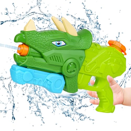 Dino Wasserpistole Kinder 600ml Wasserpistole Mit Großer Reichweite Wasserspritzpistole Wasserpistolen Wasserspritzpistolen Reichweite 10-11 Meter Water Gun Garten für Kinder und Erwachsene Green von sacemontic