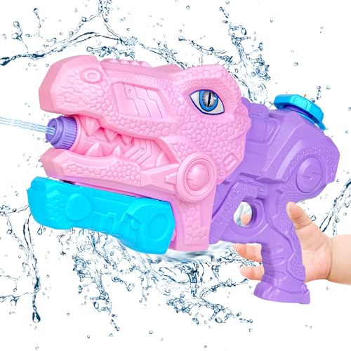 Dino Wasserpistole Kinder 600ml Wasserpistole Mit Großer Reichweite Wasserspritzpistole Wasserpistolen Wasserspritzpistolen Reichweite 10-11 Meter Water Gun Garten für Kinder und Erwachsene Rosa von sacemontic