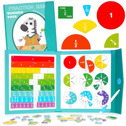Montessori Material Mathematik, Mathematik-Ressourcen, Bruchrechnen Material Magnetisch, Rechenmeister Magnet Mathe Spiel, Bruchkreise für Kinder Lernen, Geschenke zur Einschulung von sacemontic