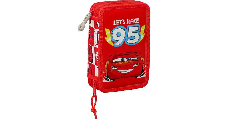 Doppel-Federmäppchen Disney Cars LET'S RACE, befüllt, 28-tlg. rot/weiß von safta