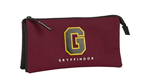 Harry Potter Trousse scolaire officielle GRYFFINDOR souple 3 compartiments 2 fermetures éclair 23x12 cm von safta