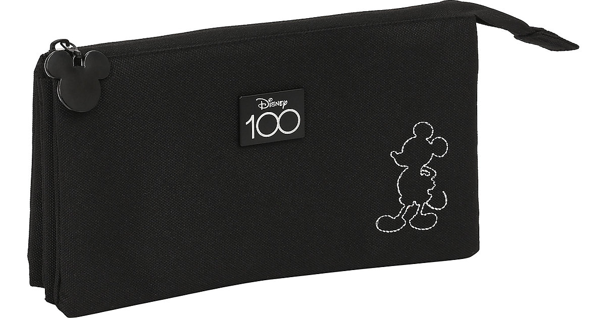 Triple-Schlampermäppchen Disney Mickey Mouse DISNEY 100, unbefüllt schwarz von safta