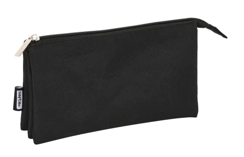 Safta 6579744 Tasche für dreifache Stifte schwarz 22 x 12 x 3 cm, Einfarbig, bunt von safta