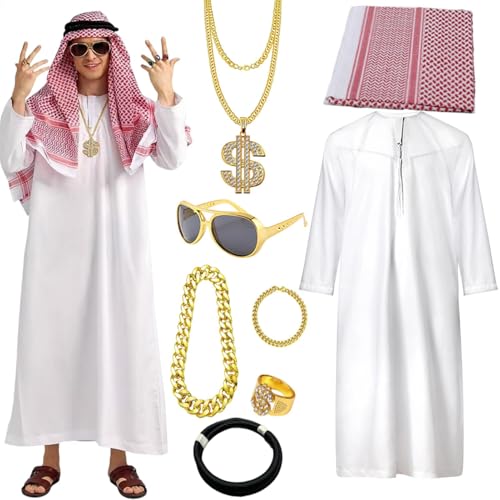 saibunratus -Kostüm, Scheichkostüm, Kostüm-Zubehör, kreatives Erwachsenenkostüm, saudisches Kleidungsset für Erwachsene, Freund, Jugendliche, Frauen saibunratus -Kostüm, Scheichkostüm, Kostüm-Zubehör, kreatives Erwachsenenkostüm, saudisches Kleidungsset für Erwachsene, Freund, Jugendliche, Frauen von saibunratus
