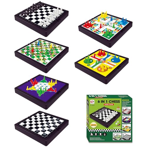 Saijer Snakes and Ladders, 6 in 1 Reisespiele Magnetic Spiel Mini Schach Spielesammlung Kinder Reisespiele Magnetisch Tragbar Multifunktional Schlangenschach Flugschach Faltbar Brettspiele Saijer Snakes and Ladders, 6 in 1 Reisespiele Magnetic Spiel Mini Schach Spielesammlung Kinder Reisespiele Magnetisch Tragbar Multifunktional Schlangenschach Flugschach Faltbar Brettspiele von saijer