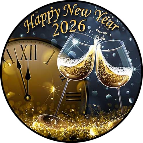 Tortenaufleger Fototorte Tortenbild Rund 20 cm Ø Silvester SI03 von sales-world24