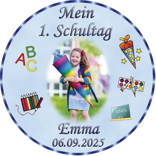 Tortenaufleger Fototorte Tortenbild Schulanfang Einschulung 1. Schultag Rund 20 cm Durchmesser SE09 von sales-world24
