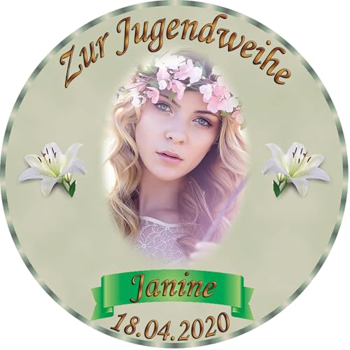 Tortenaufleger Fototorte Tortenbild zur Jugendweihe rund 20 cm Durchmesser JW1 von sales-world24