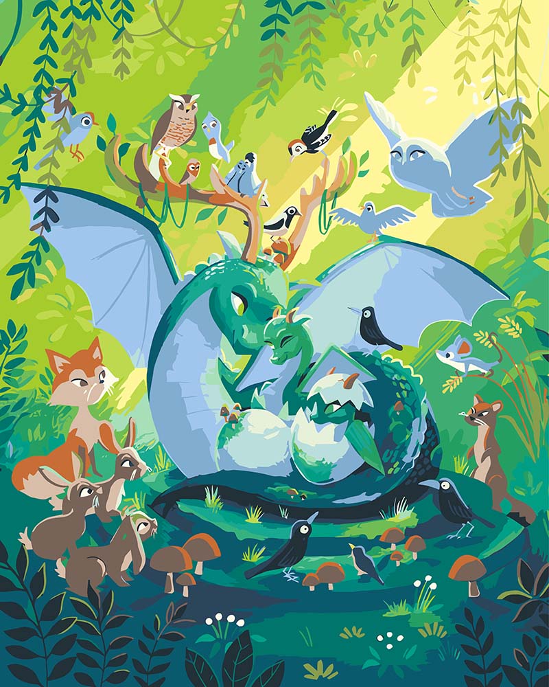 Malen nach Zahlen - Forest Dragon - by saphina art, mit Rahmen Malen nach Zahlen - Forest Dragon - by saphina art, mit Rahmen von saphina_art