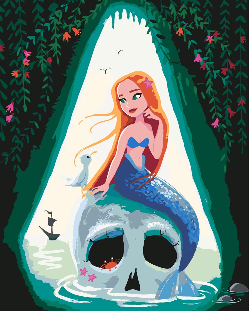 Malen nach Zahlen - Skull Mermaid - by saphina art, mit Rahmen Malen nach Zahlen - Skull Mermaid - by saphina art, mit Rahmen von saphina_art