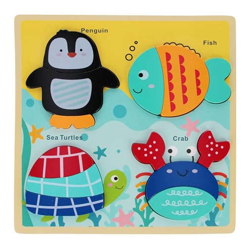 Baby-Puzzle aus Holz, Large Lernpuzzle, 8m+ Bambam (Ozean, Uni) von sarcia.eu