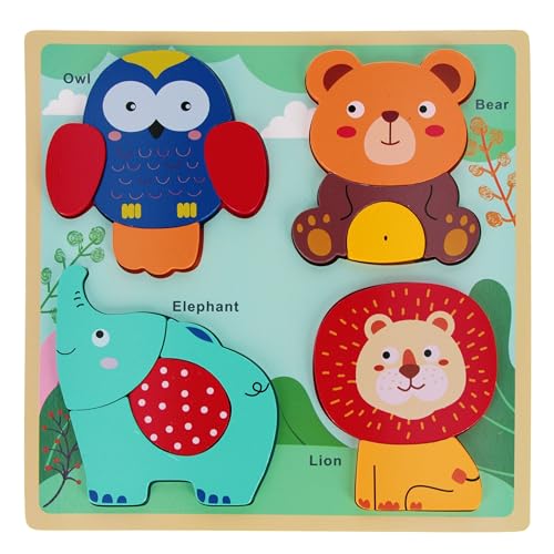 Baby-Puzzle aus Holz, Large Lernpuzzle, 8m+ Bambam (Tiere, Uni) von sarcia.eu