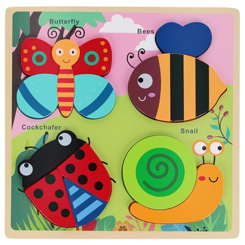 Baby-Puzzle aus Holz, Large Lernpuzzle, 8m+ Bambam (Tiere im Garten, Uni) von sarcia.eu
