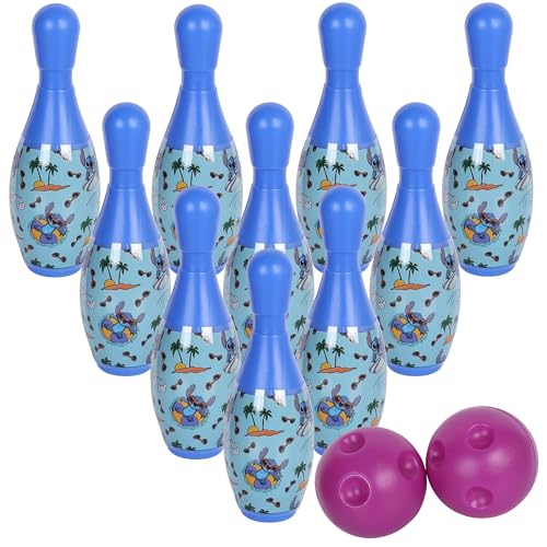 Disney Stitch MINI Set Kegeln, Bowling für Kinder, Geschicklichkeitsspiel, 10 Kegel + 2 Kugeln, 3+ (Stitch) von sarcia.eu