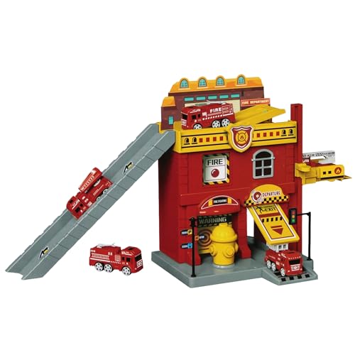 GROßER Parkplatz, Garage Feuerwehr mit Zubehör, Spielzeug für Jungen 3+ (Feuerwehr) von sarcia.eu