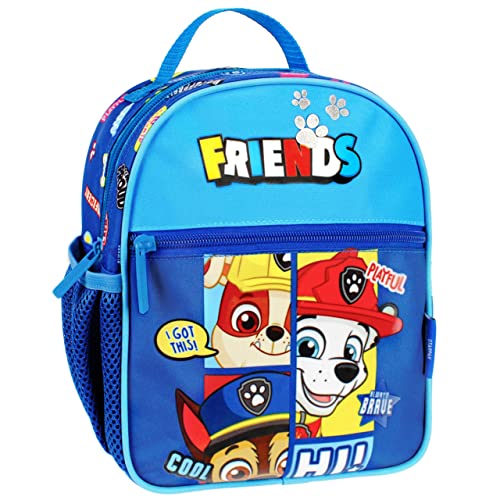 Paw Patrol Marshall, Rubble, Chase Blauer kleiner Rucksack für Kinder im Vorschulalter 24x20x9 cm von sarcia.eu