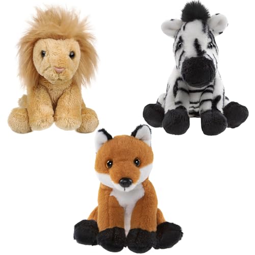 sarcia.eu Charlie Bears Set mit DREI Kuscheltieren aus der Cuddle Cubs Serie: Löwe, Zebra, Fuchs – Plüschtiere ideal für Babys, 13 cm (D) von sarcia.eu