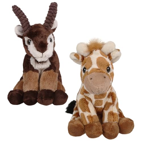 sarcia.eu Charlie Bears Set mit Zwei Kuscheltieren aus der Cuddle Cubs Serie: Gebirgsziege, Giraffe – Plüschtiere ideal für Babys, 13 cm (A) von sarcia.eu