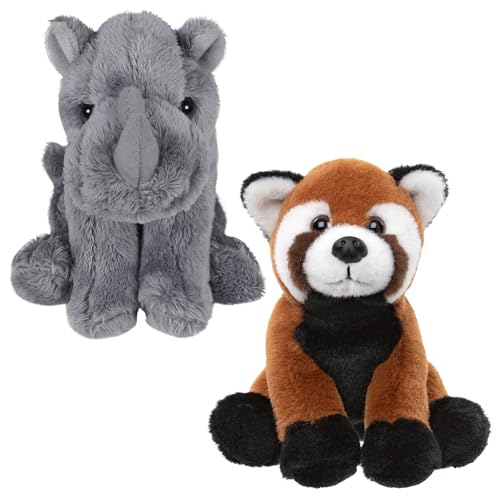 sarcia.eu Charlie Bears Set mit Zwei Kuscheltieren aus der Cuddle Cubs Serie: Nashorn, Panda – Plüschtiere ideal für Babys, 13 cm(D) von sarcia.eu