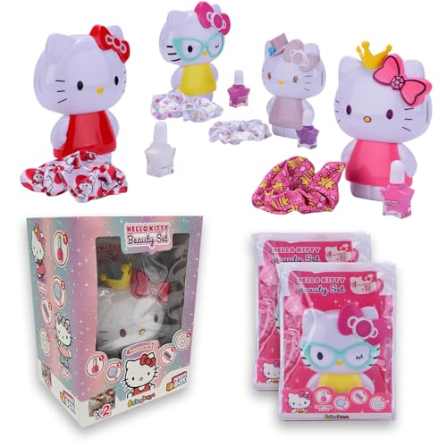 Sbabam Funny Box Hello Kitty Beauty Set, Hello Kitty Gadget verwandelt Sich in Girl Brush mit Spiegel, Hair Scrunchies, Nagellack - 2 Pcs, Girl Toy 6 Jahre Limited Edition von #sbabam