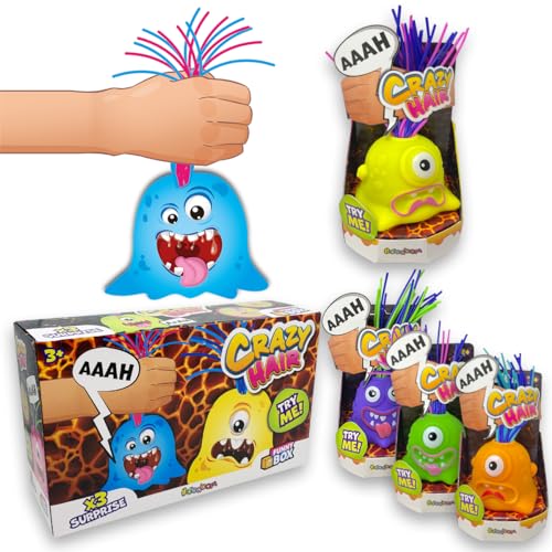 #sbabam Funny Box Crazy Hair, Spielzeug für Kinder aus dem Zeitungskiosk, 3 Stück, Spielzeugmonster für Kinder mit bunten Haaren, lustige Geräusche, Spielzeug für Kinder, mit Batterien im Lieferumfang von #sbabam