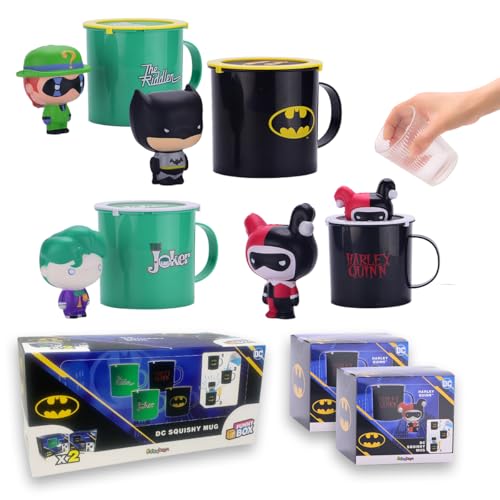 #sbabam Funny Box DC Squishy Mug, Tasse mit Squishy DC Comics Figuren, 2 Stück - Batman, Joker, Riddler, Harley Quinn Tassen - Objekthalter, Kinderspiele am Kiosk, Geschenk für Kinder +3 #sbabam Funny Box DC Squishy Mug, Tasse mit Squishy DC Comics Figuren, 2 Stück - Batman, Joker, Riddler, Harley Quinn Tassen - Objekthalter, Kinderspiele am Kiosk, Geschenk für Kinder +3 von #sbabam