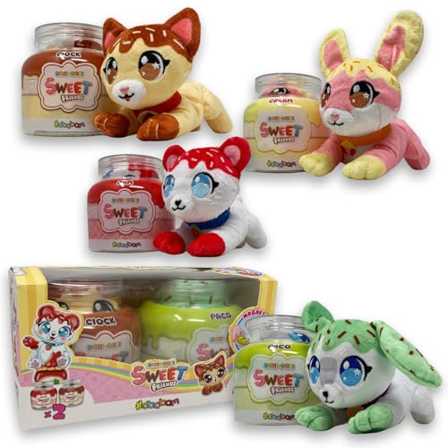 #sbabam Funny Box Doki Doki Sweet Friends, weiche Plüschtiere im Glas, 2 Stück, Spieltiere für Kinder, Kinderspiele und Kioskpuppen – Plüschtierpaar als Geschenk für Jungen und Mädchen von #sbabam