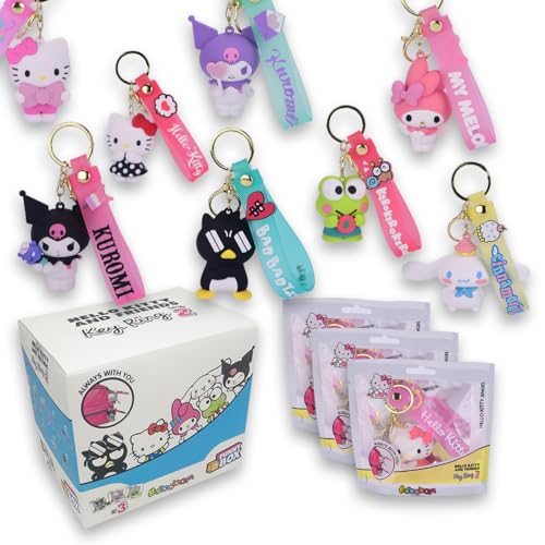 #sbabam Funny Box Hello Kitty Schlüsselanhänger Serie 2, Hello Kitty Keychain Glow in The Dark Lanyard, 3 Stück – Kinder-Gadget Finde Kuromi, Cinnamoroll, My Melody und andere von #sbabam