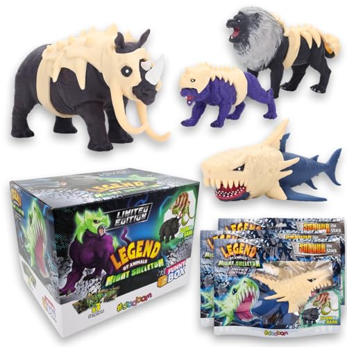 #sbabam Funny Box Legend of Animals Night Skeleton, Spielzeug für Kinder aus dem Zeitungskiosk, 3 Stück, Spielzeug für Kinder mit Rüstung im Dunkeln, erweiterbares Spielzeug mit Tiger, Hai und anderen #sbabam Funny Box Legend of Animals Night Skeleton, Spielzeug für Kinder aus dem Zeitungskiosk, 3 Stück, Spielzeug für Kinder mit Rüstung im Dunkeln, erweiterbares Spielzeug mit Tiger, Hai und anderen von #sbabam