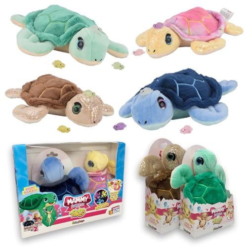 #sbabam Funny Box Mammy Surprise Turtle, Plüschschildkröten mit Mini-Welpen, die im Dunkeln leuchten, 2 Stück, weiche Tierplüschpuppen, Kinderspiele vom Kiosk – Schildkrötenpuppe +3 Jahre von #sbabam