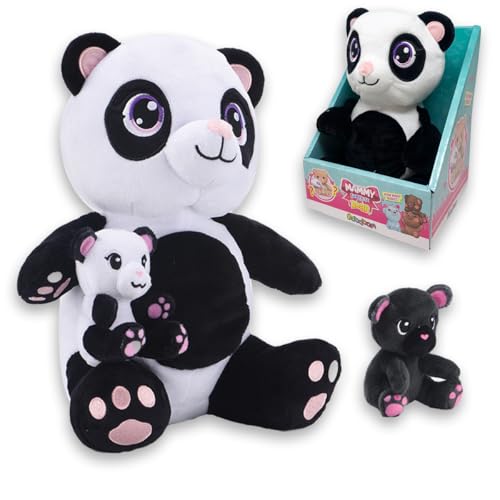 #sbabam Funny Box Mammy Surprise Bear Maxi Größe 28cm, Weicher und duftender Plüschbär mit Mini-Welpen, Weiche Tierpuppen, Kinderspiele vom Kiosk, Teddybär für Mädchen und Jungen von #sbabam