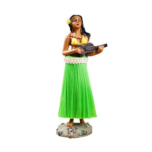 Hawaiianische Tanzfigur Armaturenbrett-Ornamente,Hawaii Hula Girl Posing,Mini Hawaiian Dashboard Doll,Hawaiianische Hula Dashboard Doll,Für Auto, Schreibtisch (Grün) von scalingscal