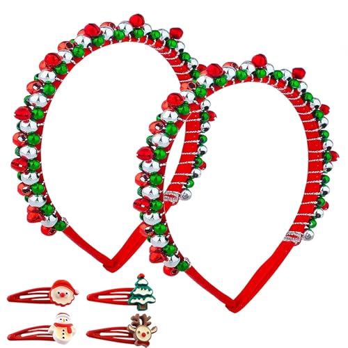 scalingscal 6 Stück Weihnachts Deko Accessoire, Erwachsene Glöckchen Haarreifen, Weihnachten Haarschmuck Haarspangen, Haarschmuck Glöckchen für Tägliche Weihnachtsfeiern Cosplay von scalingscal