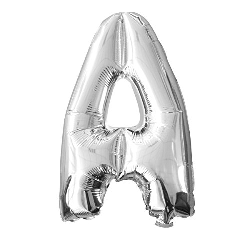 schenken-24 Folienballon Buchstaben (A - Z) in Silber, Höhe ca. 32 cm (A) von schenken-24